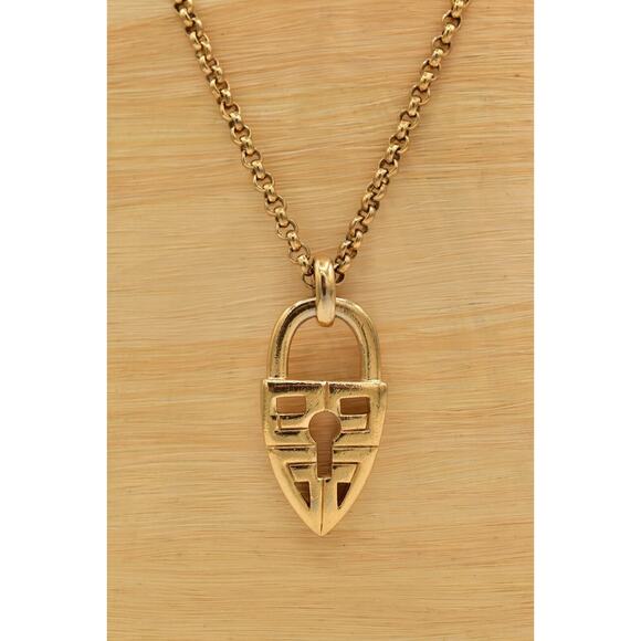 Givenchy Vintage Padlock Logo 4G Pendant Necklace Toggle Chunky Signed BinA17 - Picture 7 of 12